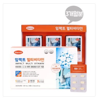  한미헬스케어 임팩트 멀티비타민 500mgx30정x3통(3개월분)