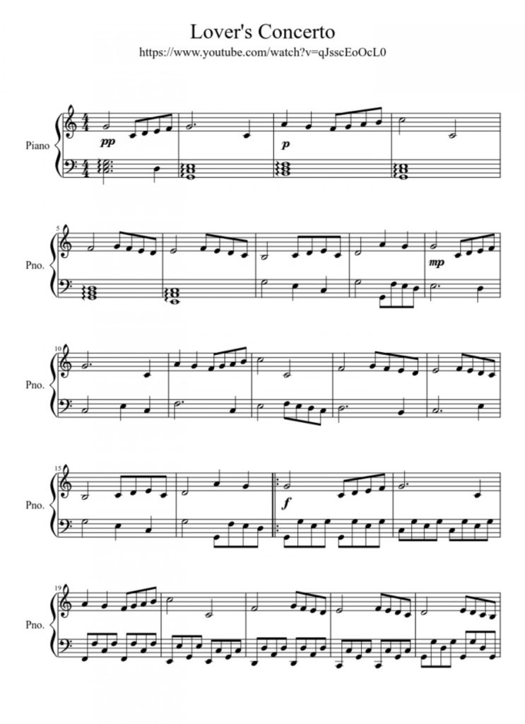 a lover's concerto 접속ost 피아노악보 a lover's concerto 접속ost 피아노악보