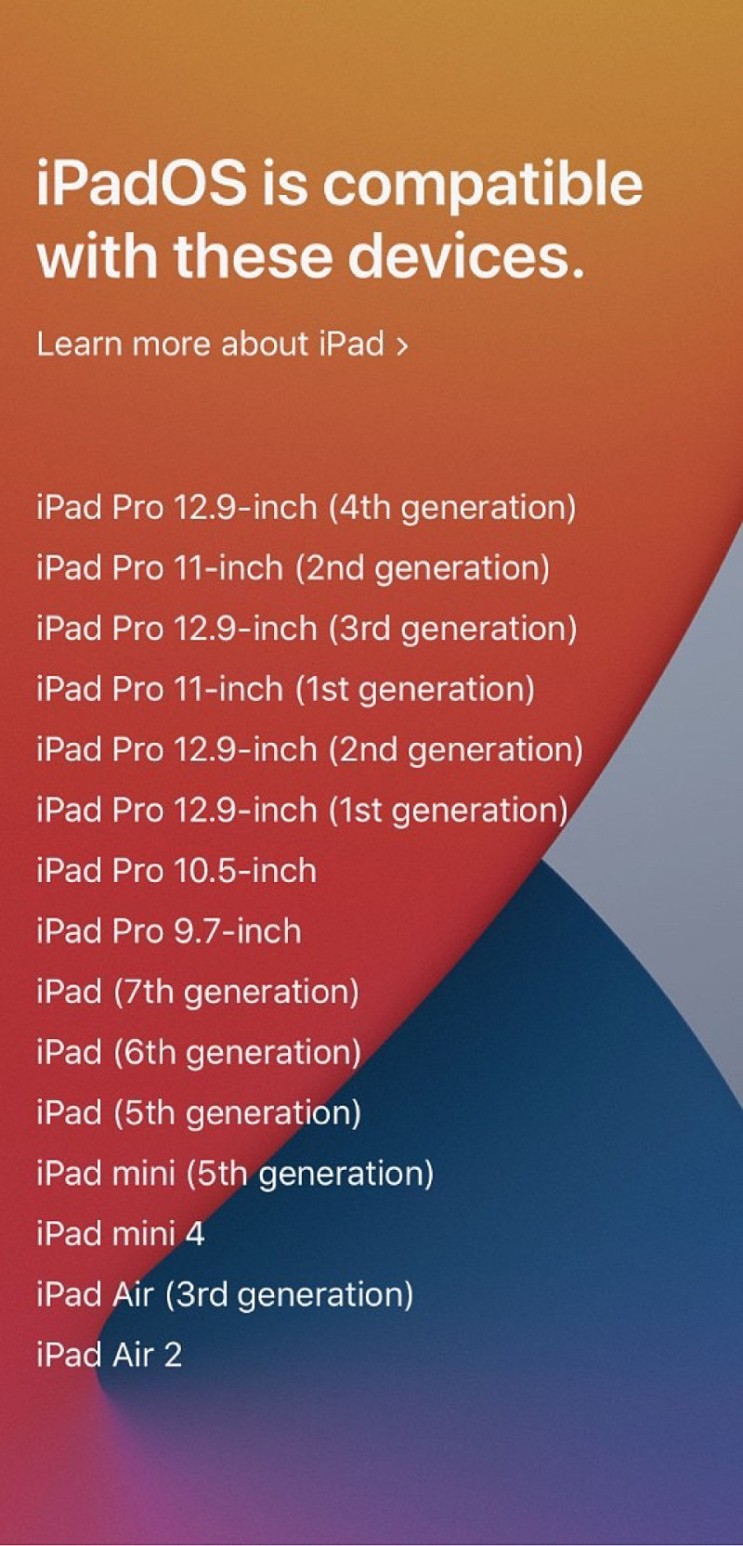 애플 WWDC 2020 키노트 APPLE IOS /IPADOS 14 지원 모델 , 기기 목록