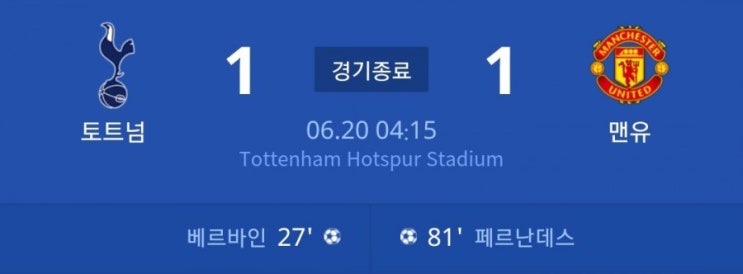 프리미어리그 손흥민출전 토트넘대맨유 경기결과 프리미어리그 손흥민출전 토트넘대맨유 경기결과