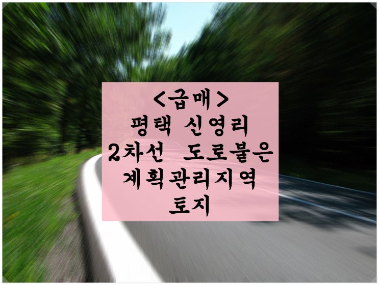  <급매>평택 신영리 2차선 도로에 붙은 계획관리지역 토지