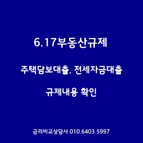 6.17부동산 규제대책 내용과 부동산담보대출 규제 내용 확인(금리비교상담사)