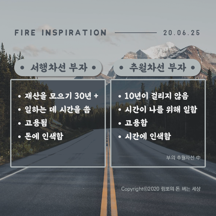  FIRE 동기부여 카드 뉴스 02. 추월차선 부자는 시간에 인색하다