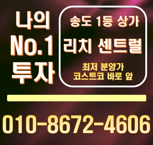 송도 리치센트럴 상가 황금상권 최저분양가의 미래가치에 투자하다. 송도 리치센트럴 상가 황금상권 최저분양가의 미래가치에 투자하다.
