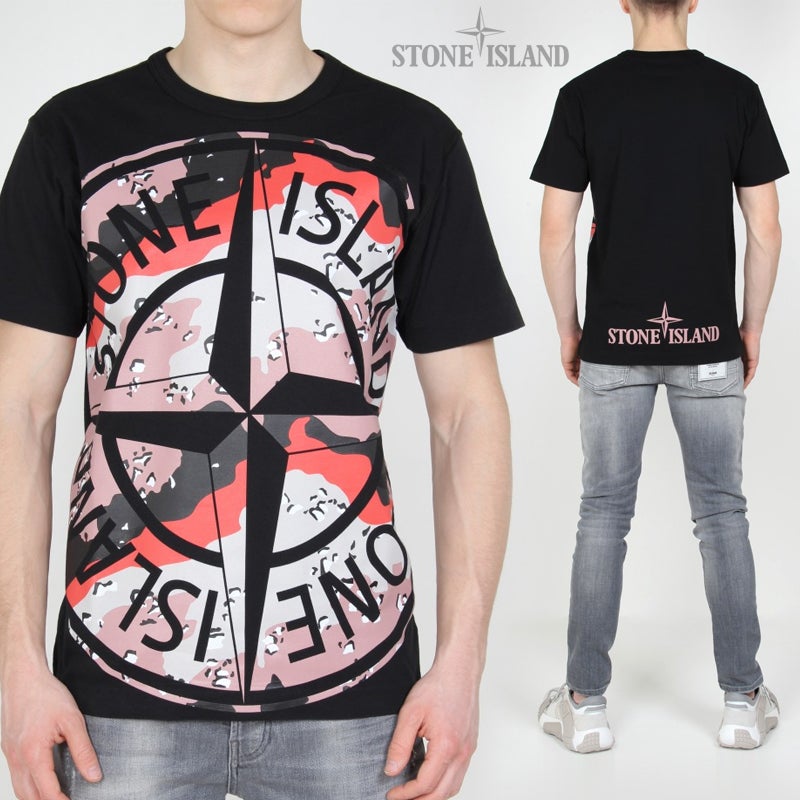 스톤아일랜드 20SS DESERT 카모 저지 반팔 티셔츠 BLK