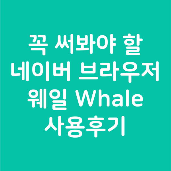 네이버 플랫폼 특화 - 네이버 웨일 Whale 브라우저 사용 후기