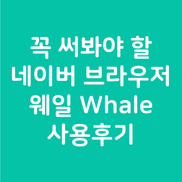  네이버 플랫폼 특화 - 네이버 웨일 Whale 브라우저 사용 후기