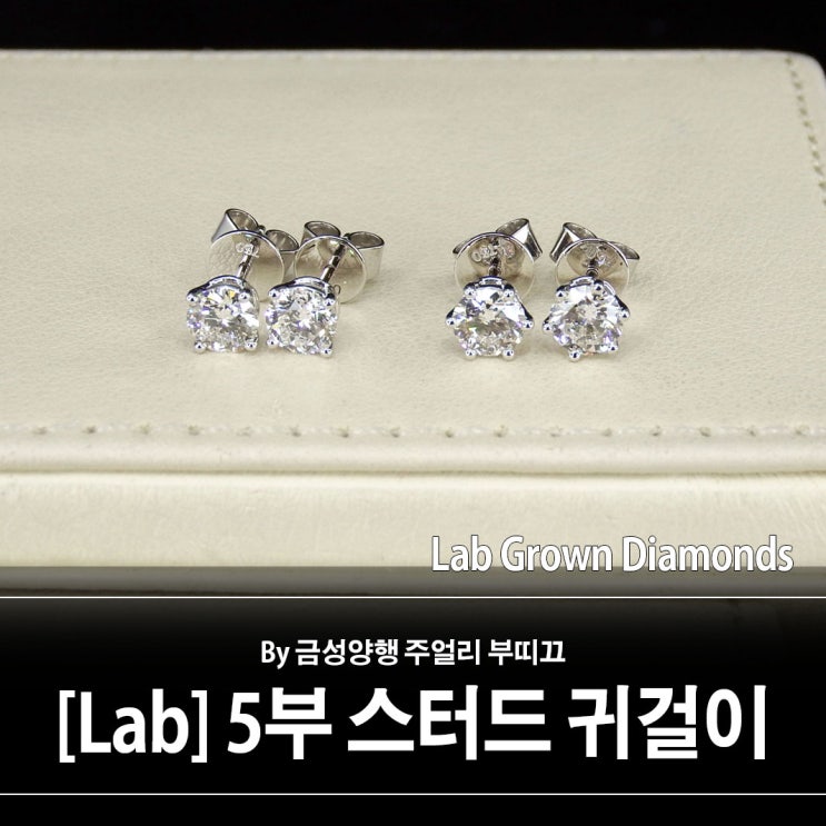 [Lab] 랩그로운 다이아몬드 5부 스터드 귀걸이 4발, 6발