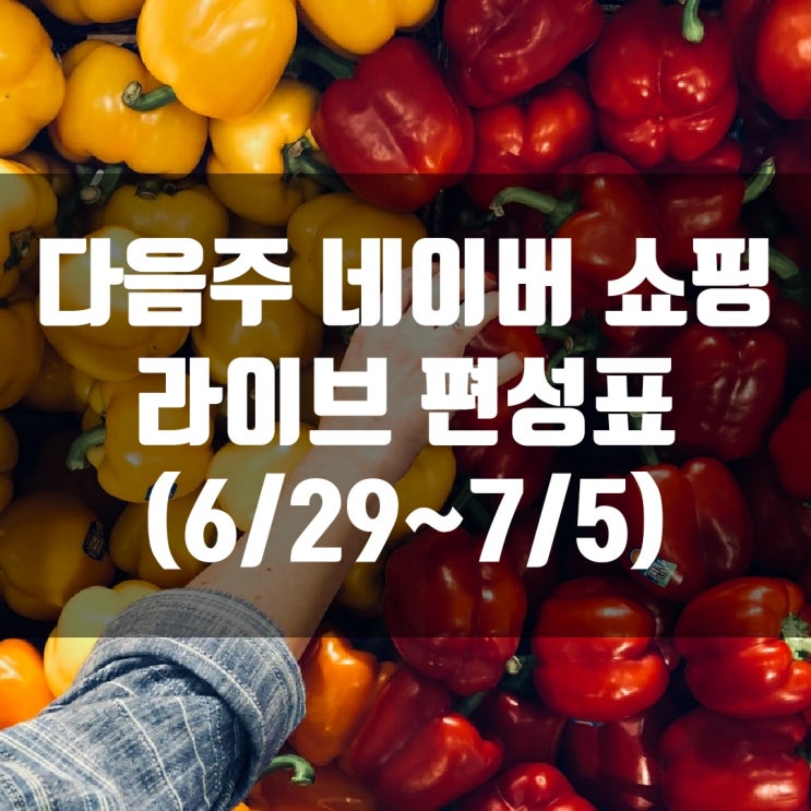  다음주 네이버 쇼핑 라이브 편성표 (6/29~7/5)