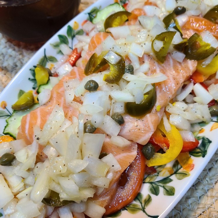 다이어트 식단 레시피 12 생연어 카르파쵸 샐러드 숙성 연어회 요리 만들기