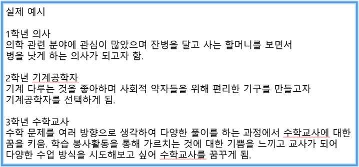  [학생부 종합 전형]전문과외 경스터디 : 고3 진로희망사유 사례
