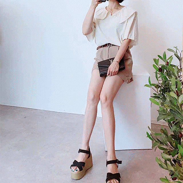  시원한 카라 반팔 여름 블라우스