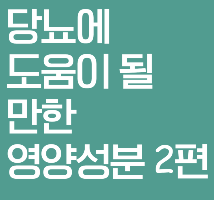  당뇨에 도움이 될 만한 영양성분은?  2편