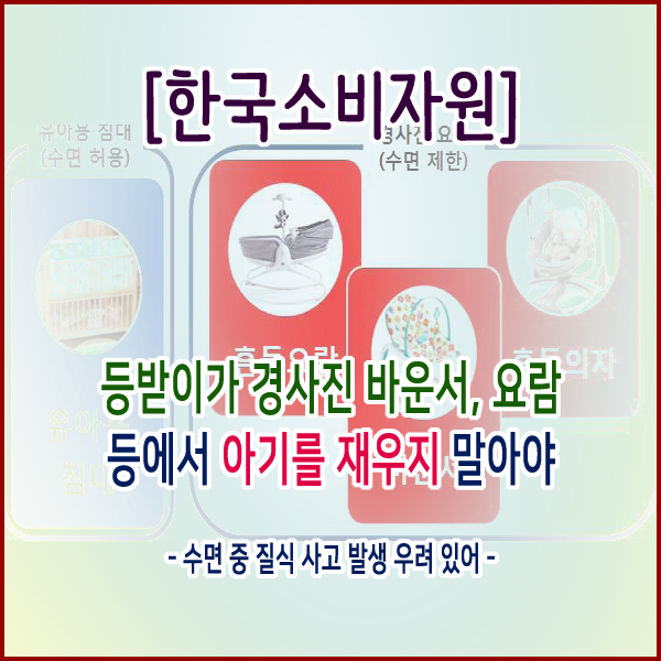  [한국소비자원] 등받이가 경사진 바운서, 요람 등에서 아기를 재우지 말아야