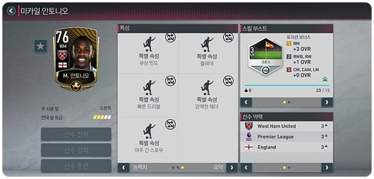 피파모바일 특별속성 전수시 필요한 꿀 특성 보유 선수 피파모바일 특별속성 전수시 필요한 꿀 특성 보유 선수