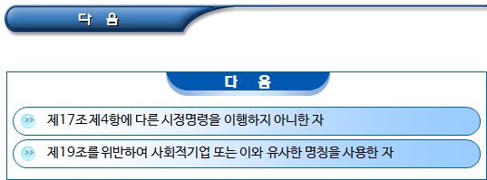 사회적기업 과태료 부과 기준 및 근거