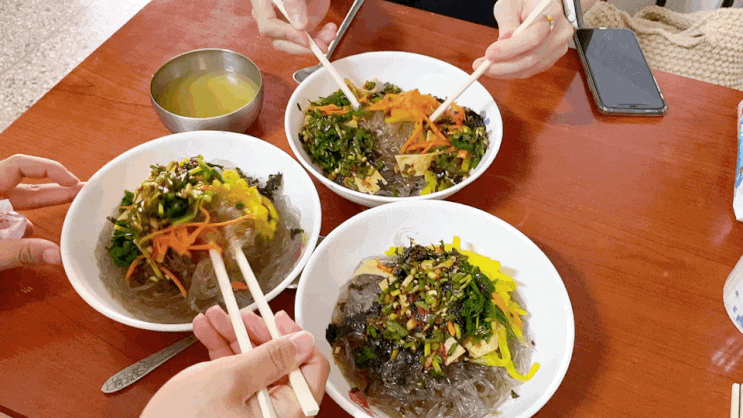  부산 성북시장 _ 비빔당면, 향어회