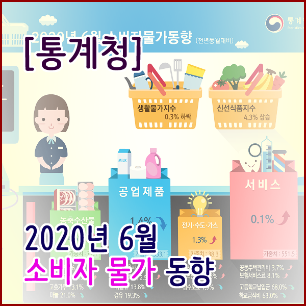  [통계청] 2020년 6월 소비자물가(0.0% 변동없음)