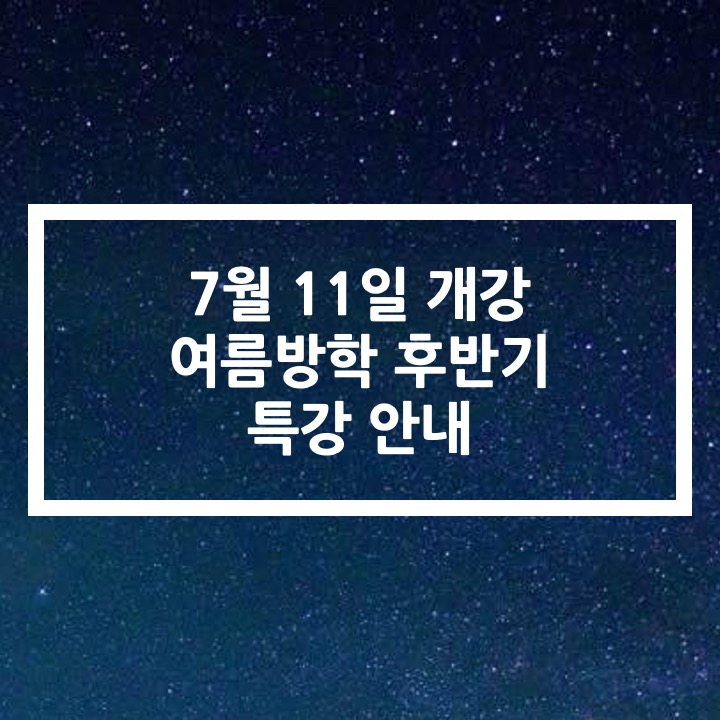  [마감] (대치동 현장강의) 여름방학 특강, 개인수업, 팀수업 안내