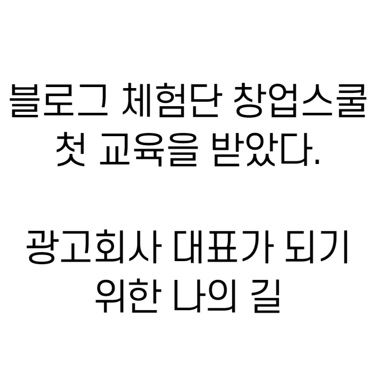 블로그체험단 창업스쿨에서 광고회사 대표를 꿈꾸며...