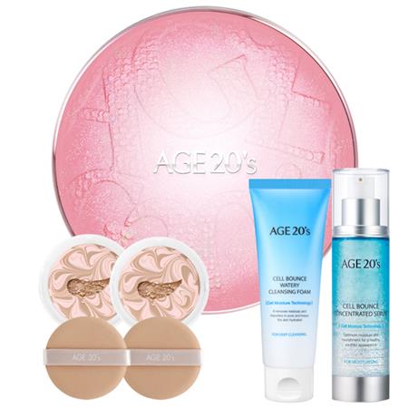  이번달 제품 에이지투웨니스 에센스 핑크 라떼 커버 팩트 케이스 리필 12.5g x 2p 셀바운스 세럼 50ml 셀바운스폼 80ml! 드디어 찾았습니다