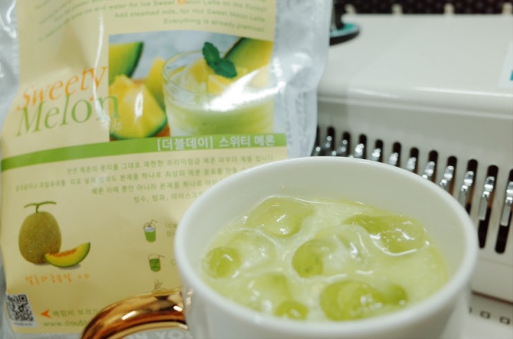  [더블데이 스위티 메론 파우더] 손쉽게 아이스 멜론라떼 만들기