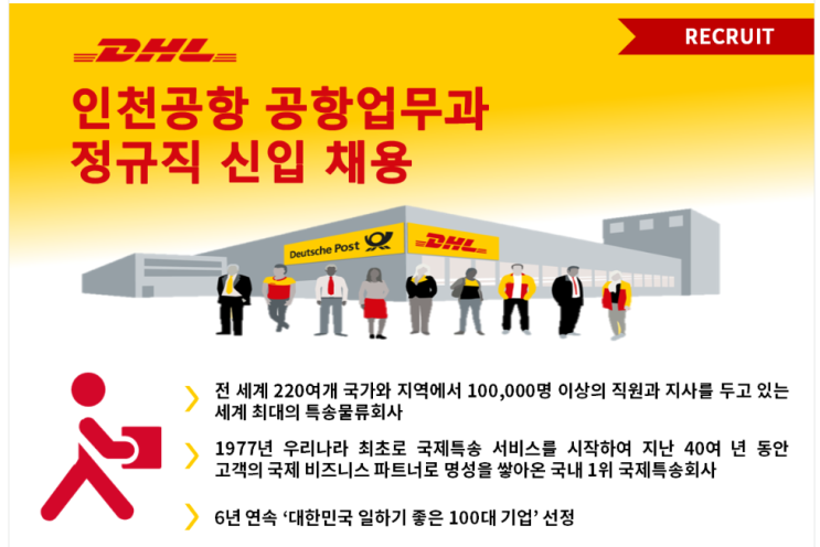 [(주)DHL 코리아] 인천공항 공항업무과 정규직 채용