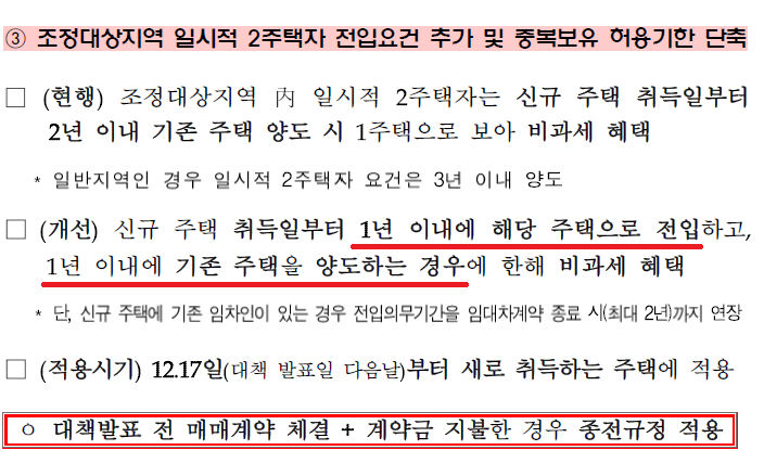  6.17 대책에 따른 모호한 기준, 일시적 2주택자 비과세 혼란