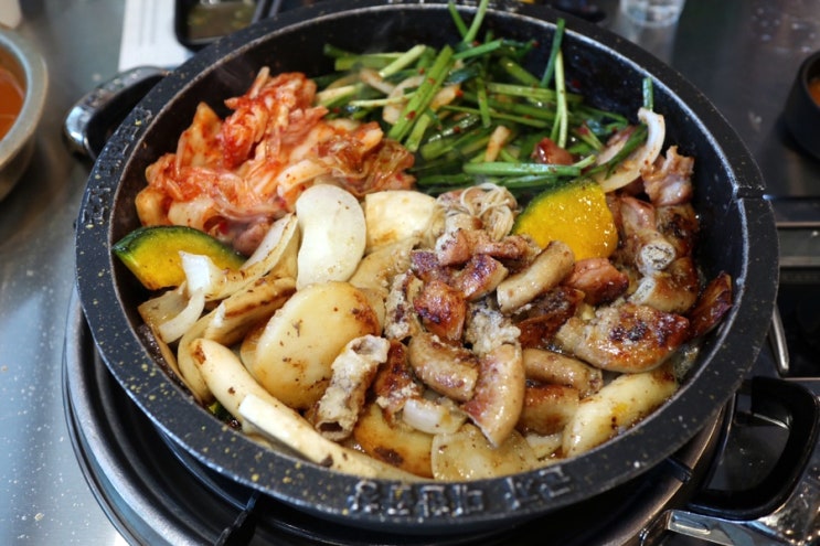  인천 논현동 곱창 맛집 군자대한곱창 곱이 꽉차 굽는도중 곱에 맞은 후기