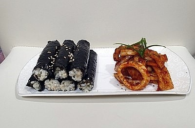  충무김밥 만들어 보았어요, 표고미역밥짓기