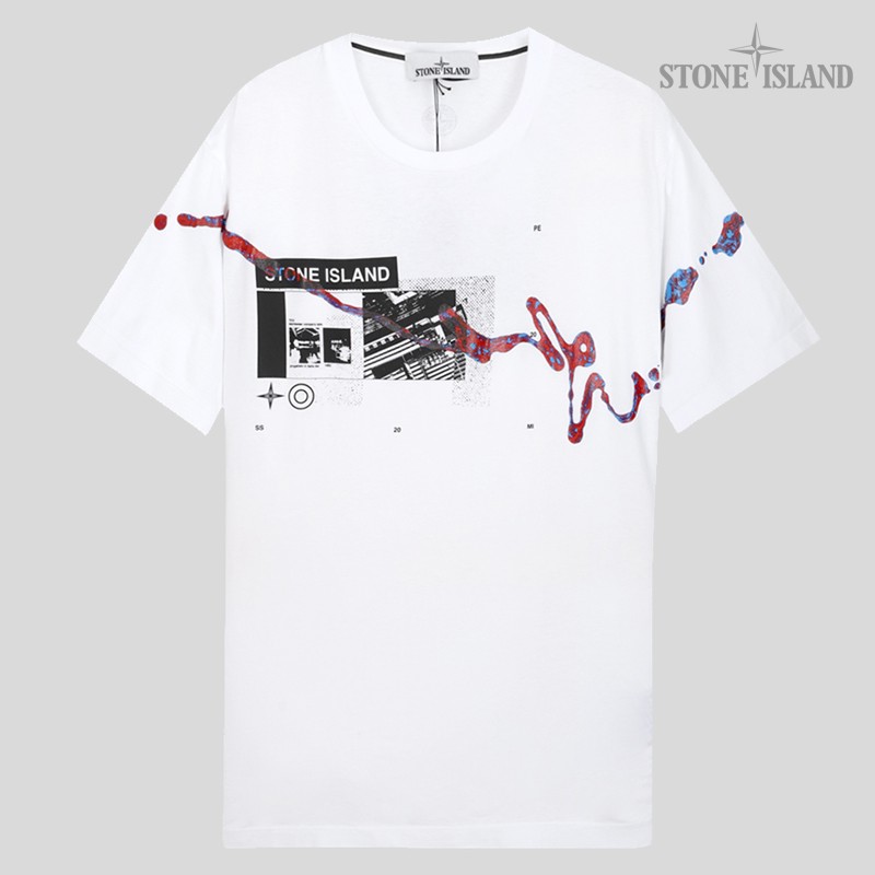 스톤아일랜드 DRONE 가먼트 라운드 티셔츠 WHT