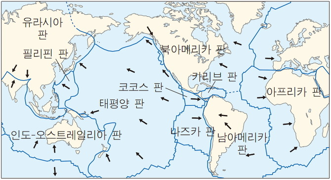 판 구조론 이론 지도