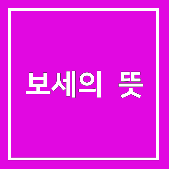  보세뜻 의미 제대로 알아봅시다