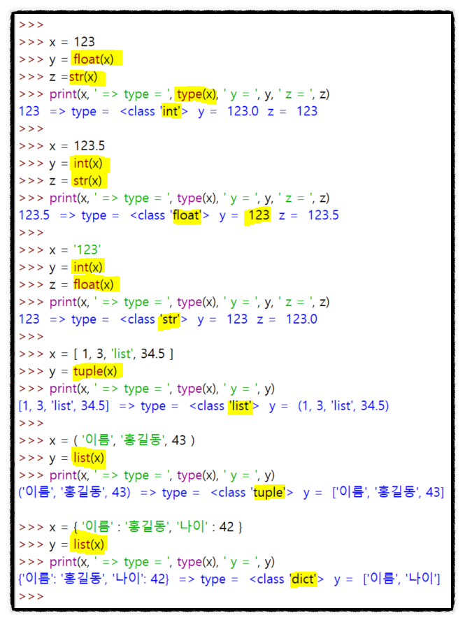  파이썬 데이터 타입(data type) 요약