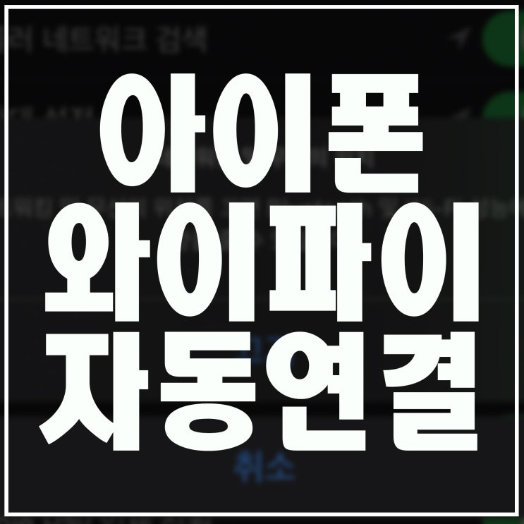  아이폰 와이파이 자동연결 제대로 대처하자
