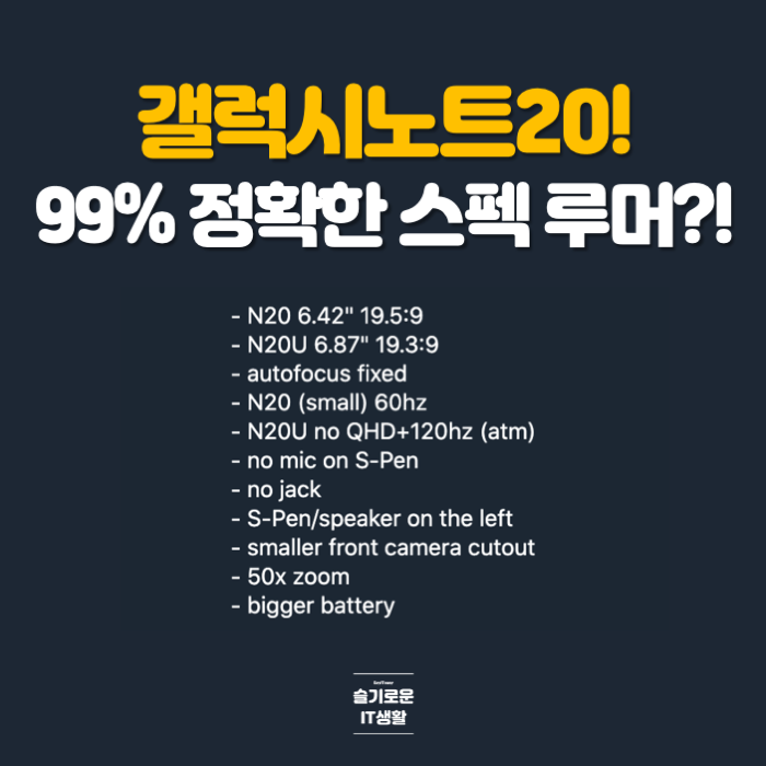  갤럭시노트20, 99% 정확한 스펙 루머?!