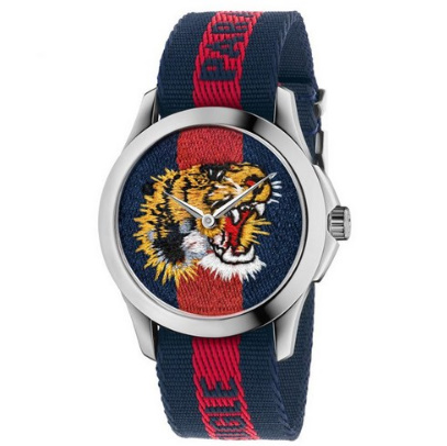  구찌 GUCCI YA126495 남성시계 나토 페브릭 타이거