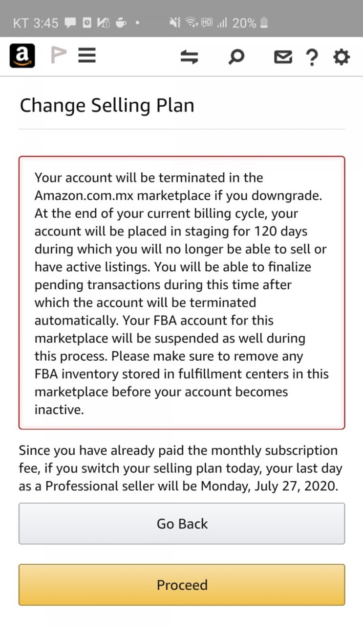  아마존 셀러 월이용료 amazon seller repay 환불받기