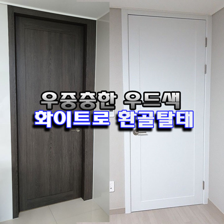  시흥 센트럴 푸르지오 40평대, 새 아파트 방문 인테리어필름 프리미엄 페인티드 우드 매트 화이트 (PNT_01) 신상필름