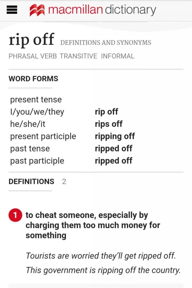 Synonyms for ripped off
