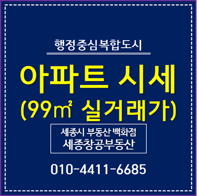 세종시 아파트 시세, 실거래가 추이 - 전용 96~99