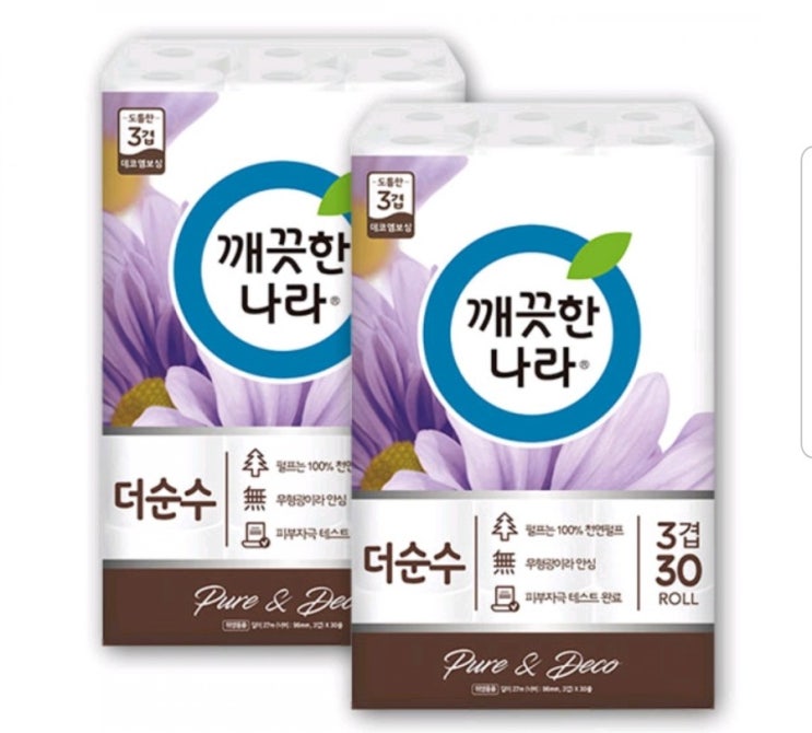  가성비 휴지-깨끗한나라 더순수 3겹데코