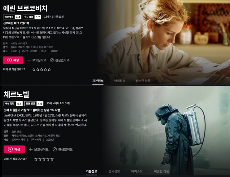  왓챠 미드 체르노빌 / 영화 에린 브로코비치 실화 재난영화 추천 몰입감 최고