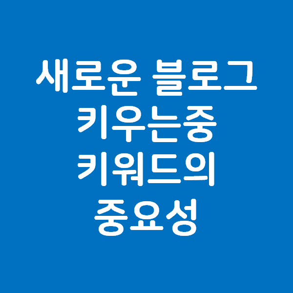 새로운 블로그 키우는중 - 블로그 키워드의 중요성