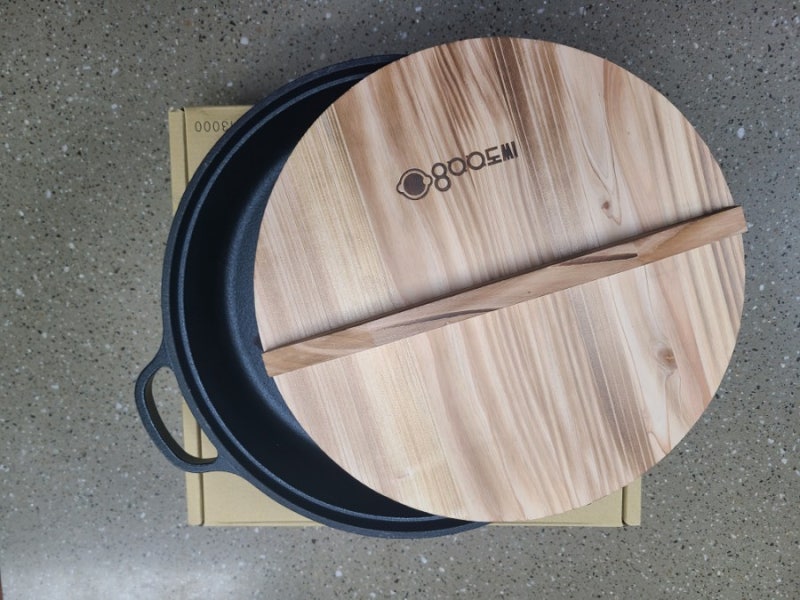 800도씨 에나멜 코팅 무쇠 캠핑 전골냄비 30cm_캠핑용 냄비