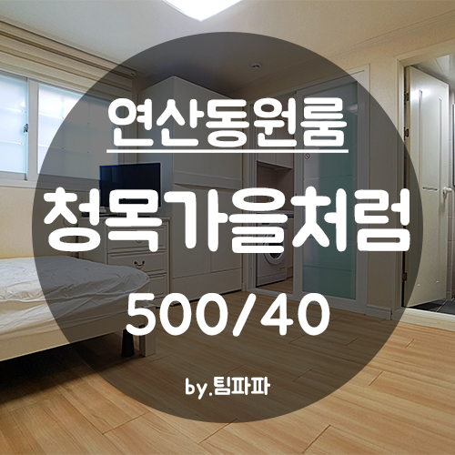  [부산 연산동] 물만골역 1분!! 저렴하고 이쁜 원룸 청목가을처럼 월세