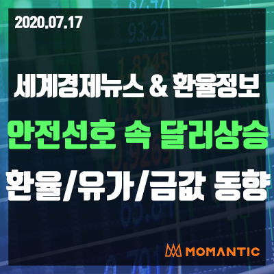 [20.07.17 세계경제뉴스 및 환율] 미중 갈등, 지표 정체에 달러 상승! 고용지표  오늘의 환율/금값/국제유가 동향