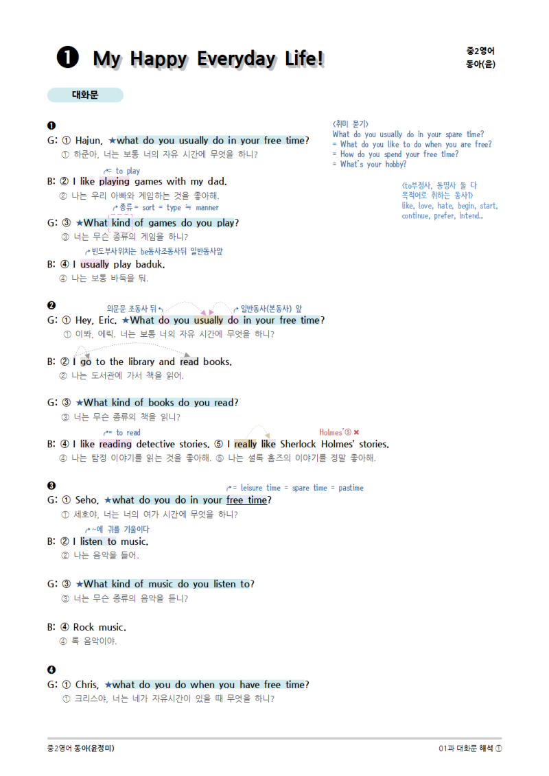 2015개정] 중2영어 동아(윤정미) 01과 : 네이버 블로그