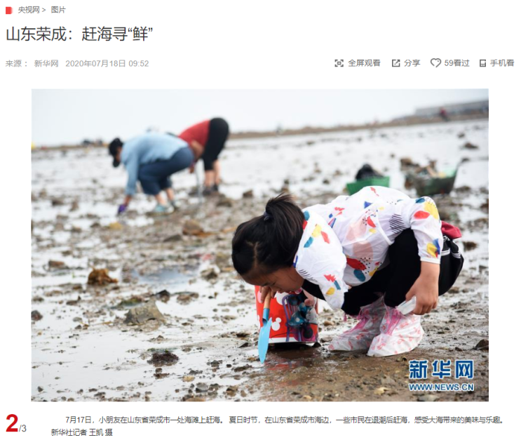 "썰물 때 해산물을 채집하는 사람들" CCTV HSK 생활 중국어 신문 기사 뉴스 공부