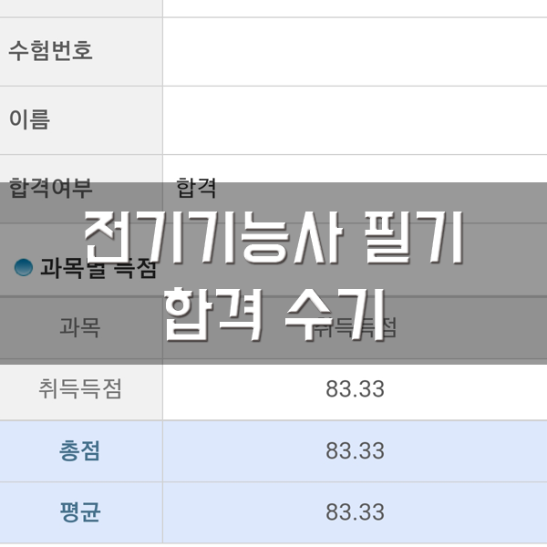 [전기기능사] 필기시험 합격수기 & 자격증 정보
